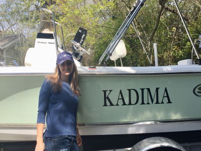 Me with our family boat, "Kadima"